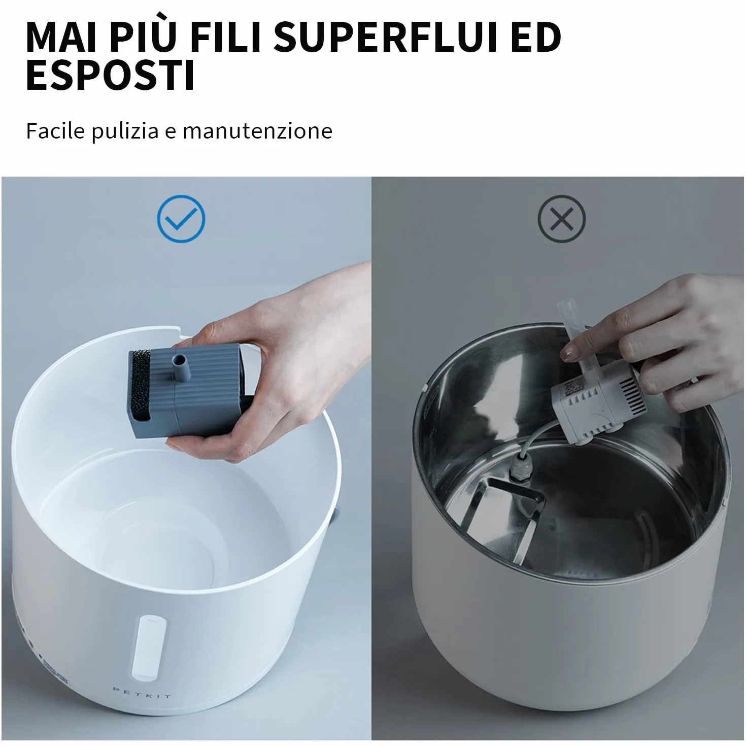 PETKIT EVERSWEET Solo 2 Fontana d'acqua per animali domestici, pompa senza fili, controllo tramite app, ultra silenzioso, modalità Smart/Normal/DND, erogatore d'acqua per cani e gatti-2L