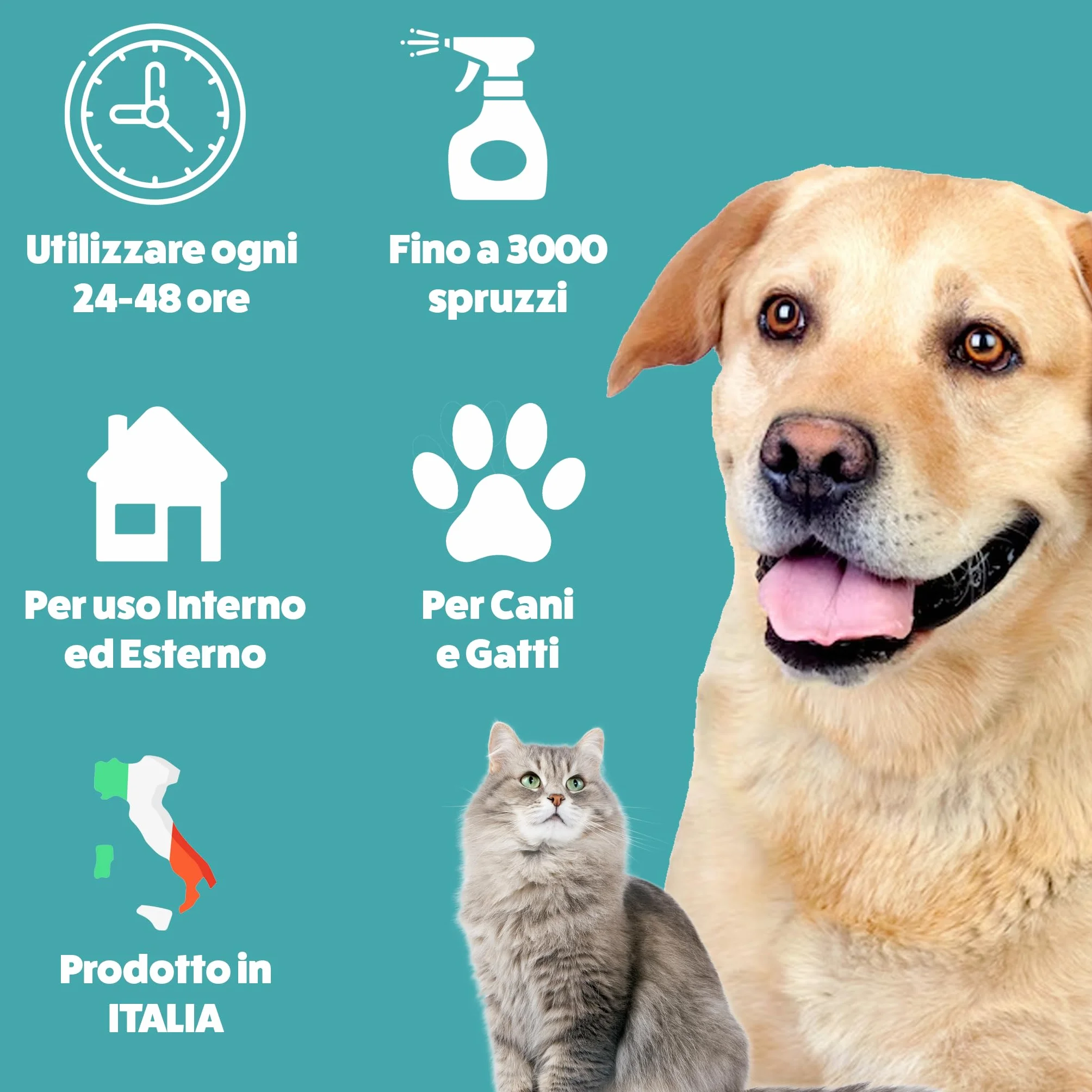 Repellente Cani e Gatti 1L - Flacone con Trigger Spray - Dissuasore Spray Anti Marcatura Urina Pipi per Esterni ed Interni - Disabituante Naturale - Elimina Odori - Made in Italy