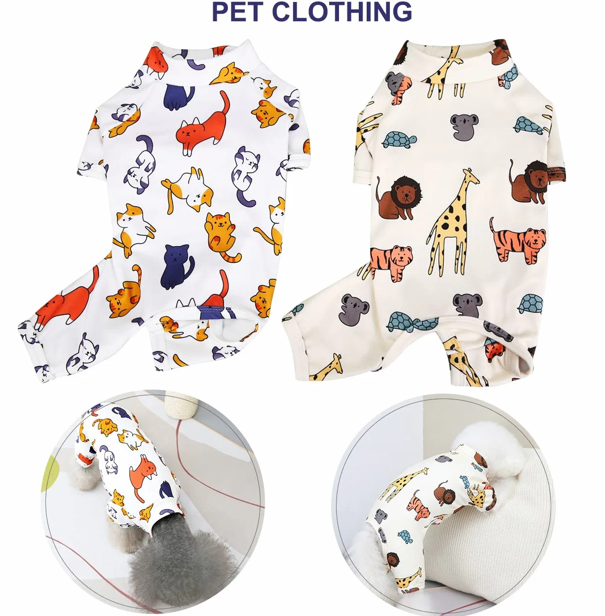 Pigiama per Cane Piccola Taglia Chihuahua Vestiti Morbido Elastico Crema S