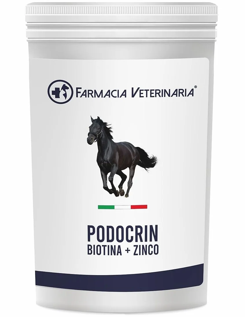 Farmacia Veterinaria Podocrin Zinco + Biotina – Zoccoli Forti e Criniera da Sogno. Integratore per Cavalli Vitamine Microincapsulate per Cavallo – Fortifica Rinforza e Protegge – Confezione 1 Kg.
