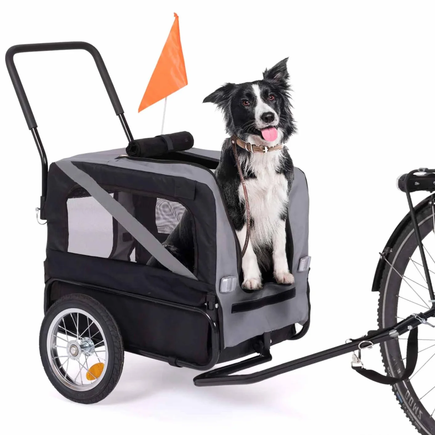 IDMarket - TILLY rimorchio per cani con catarifrangenti 128 x 52 x 102 cm per animali domestici