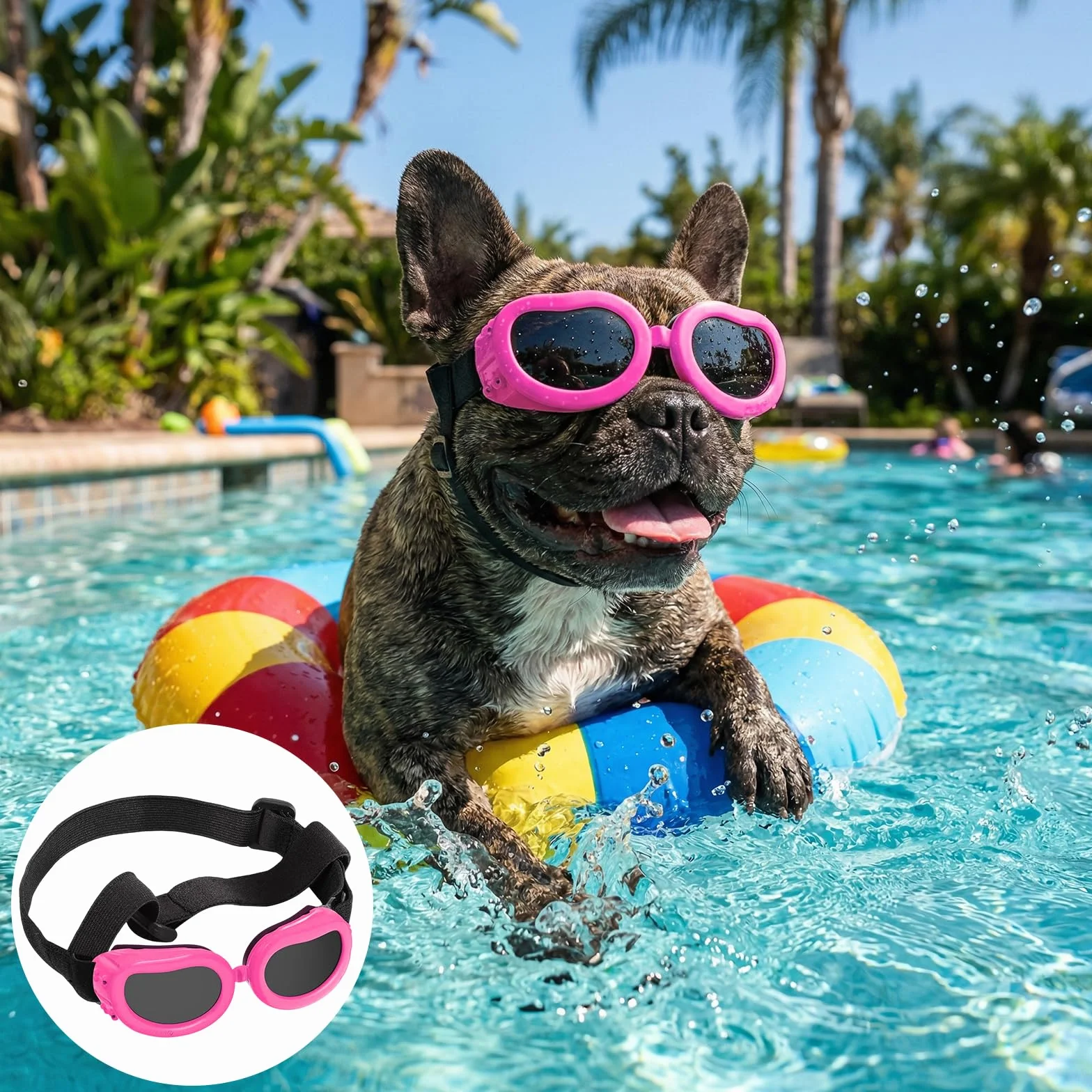 Occhiali da Sole per Cani Piccola Protezione UV Impermeabili Antivento Antiappannamento Rosa