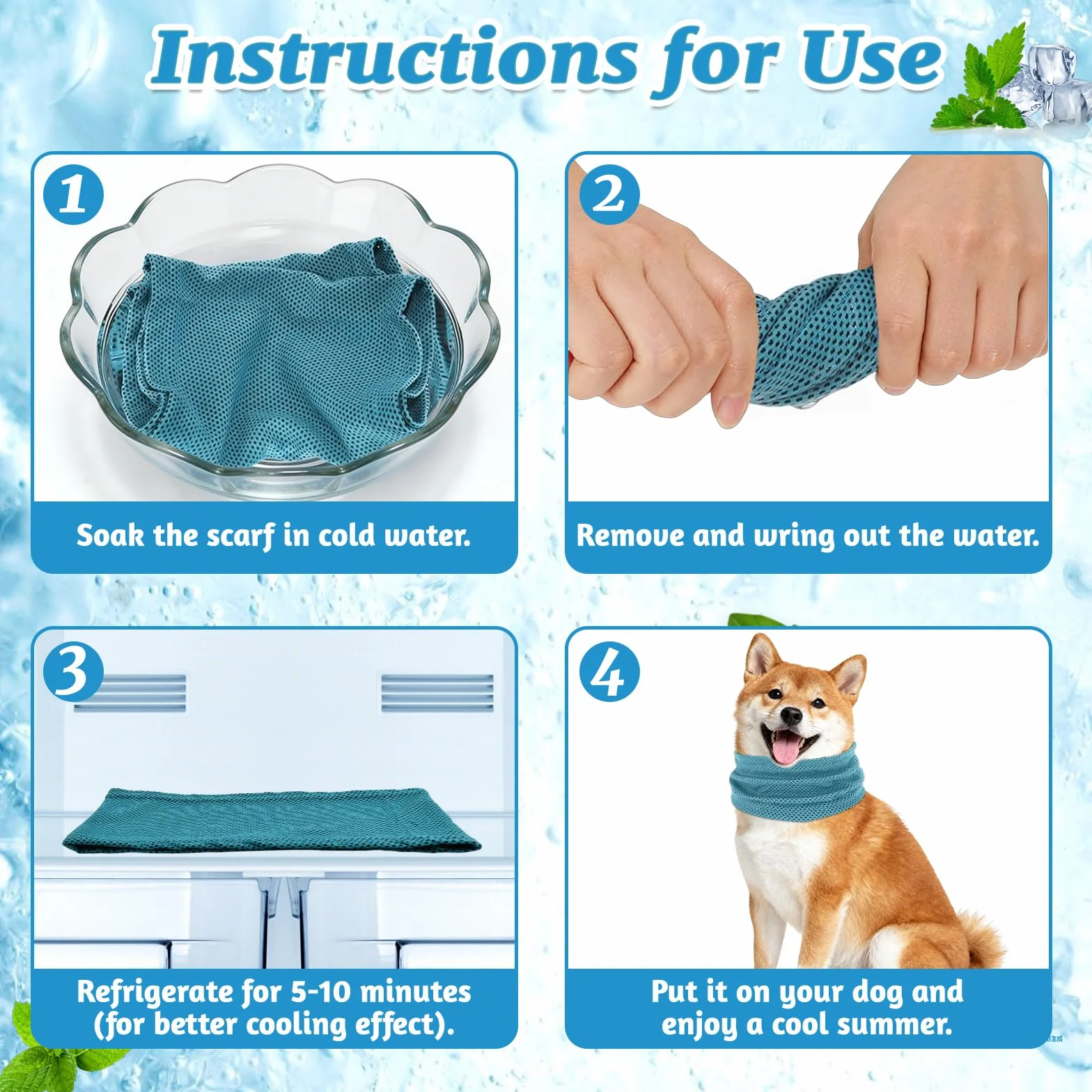 Collare di Raffreddamento per Cani Refrigerante Blu L