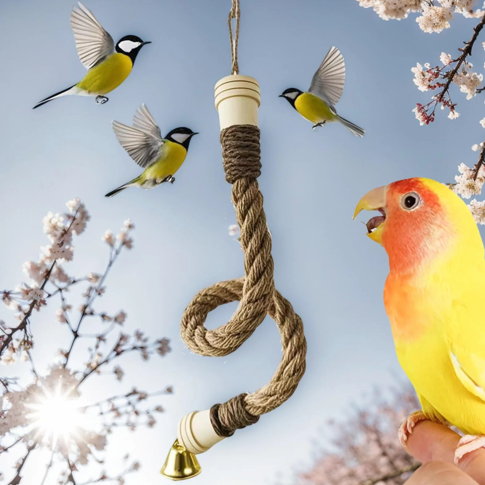 Bastoni da arrampicata per gabbie per uccelli – Altalena flessibile per voliera