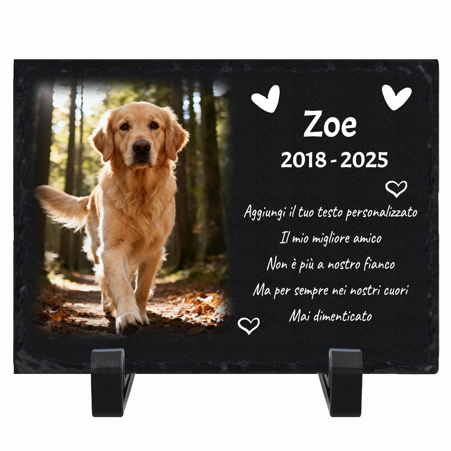Targa Commemorativa in Ardesia per Cani, Cornice Fotografica Personalizzata, Regalo di Condoglianze per la Perdita di Animali