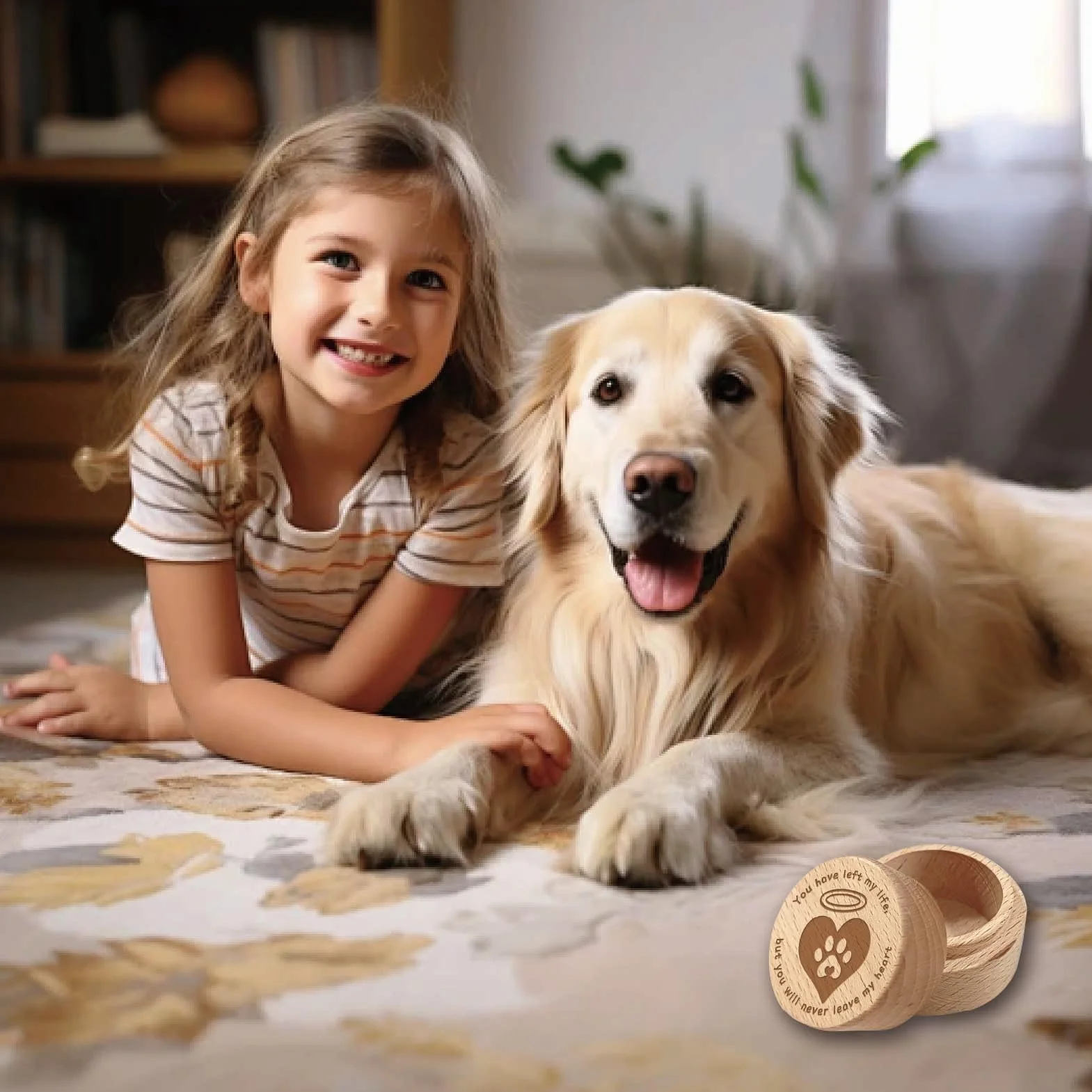 CREATCABIN Scatola Commemorativa per Cani Urne Legno per Animali Domestici Scatola Commemorativa Legno Incisione A Forma Zampa Mini Ricordo Perdita Simpatia Lutto per Conservare Gatti Cani 5x4cm