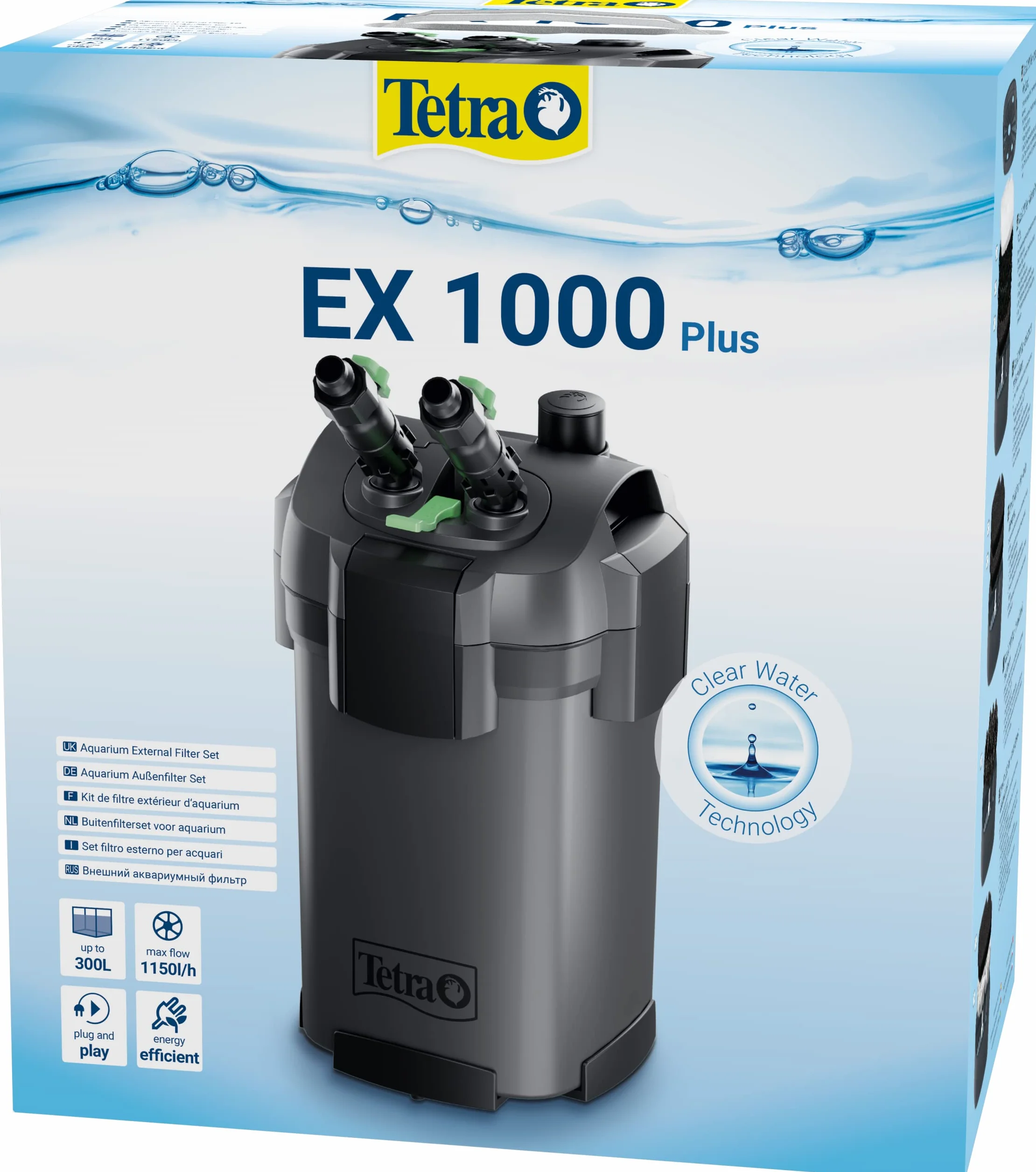 Tetra EX 1000 Plus Set filtro esterno completo, da 100 a 300 litri, silenzioso e a risparmio energetico