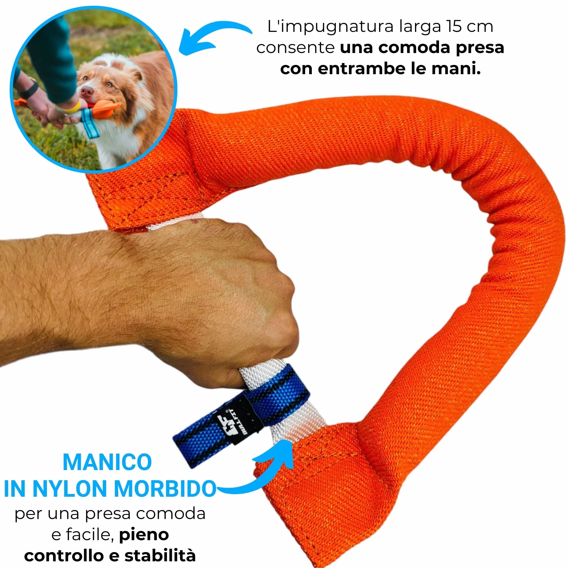 Bull Fit Manicotto per Cani a Ferro di Cavallo 30 cm, Salsicciotto Molto Robusto per I'addestramento dei Cani, per il Tiro alla Fune e per i Giochi di Tiro alla Fune, Arancione
