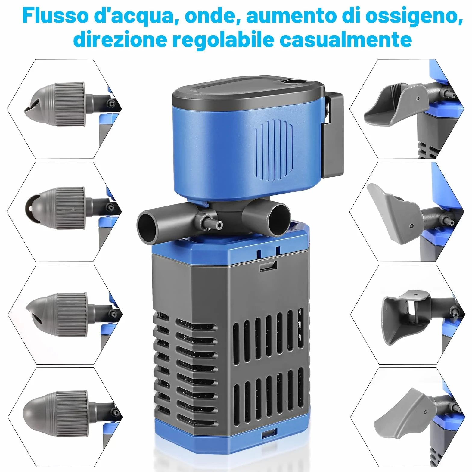 8W Filtro Acquario Interno con Flusso 900 L/H per Acqua Pulita, Flusso d'Aria Regolabile, Basso Rumore e Silenzioso