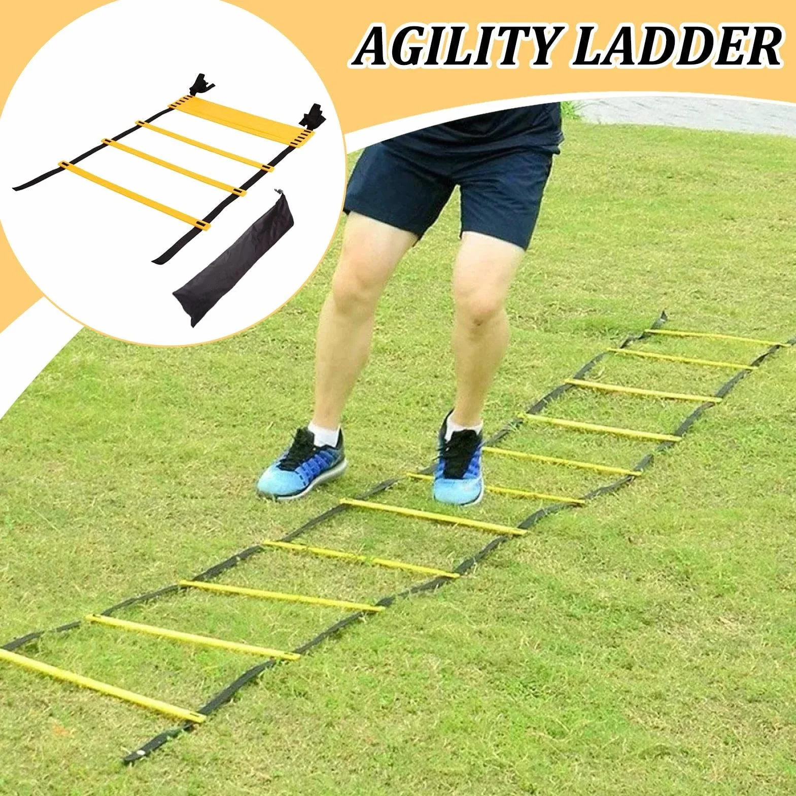 Agilità Da Calcio Scaletta Allenamento Nylon 500x40 Cm Regolabile Con Borsa Stoccaggio
