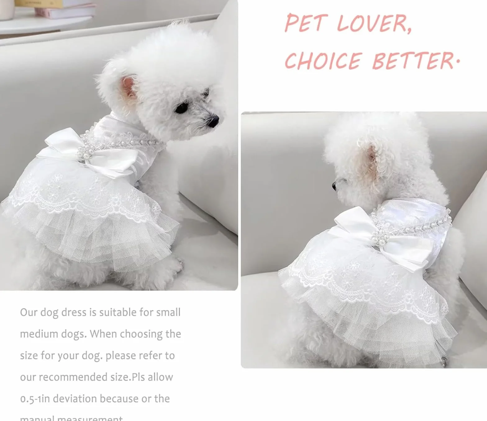 Abito Da Sposa Del Cane Bianco Puppy Tutu Gonna Con Arco E Perla Decorazione Vestiti Di Gatto Di Lusso Con Anello Di Guinzaglio Per Cani Di Piccoli Gatti,Vestiti per Cani e Gatti, Gonna in Tulle