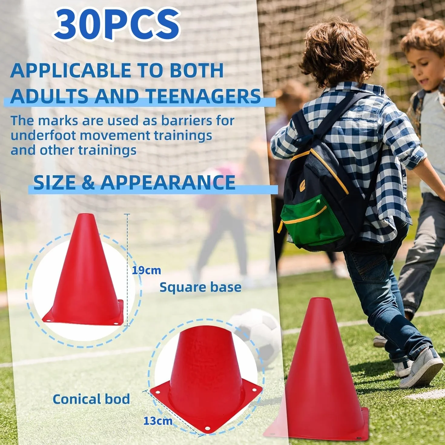 LATERN 30 Pezzi Coni da Allenamento per Calcio 19cm Segnalinee in Plastica Coni Stradali 6 Colori
