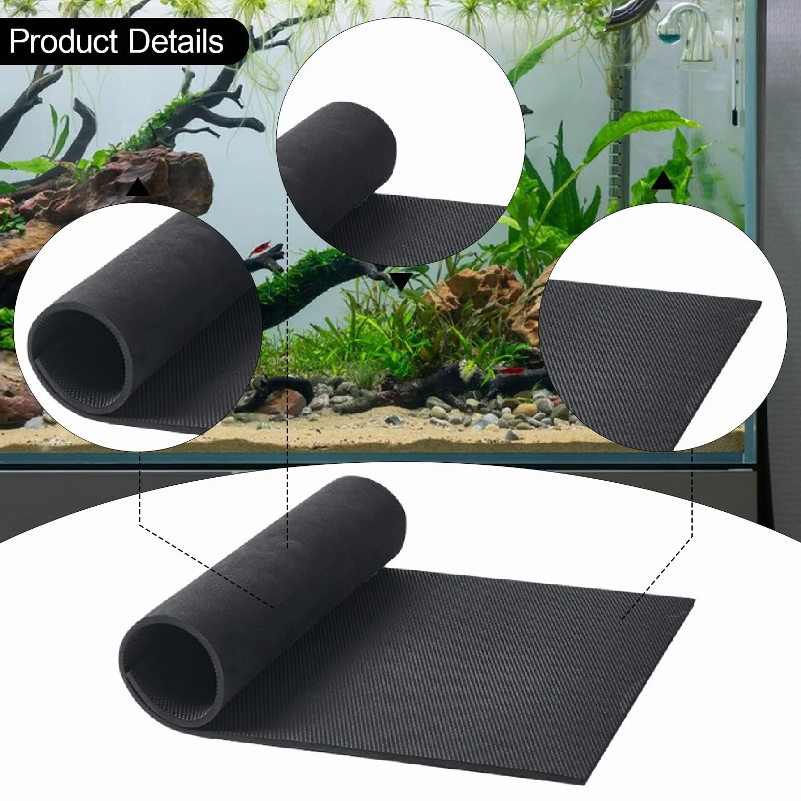 Baoblaze Tappetino livellante per Acquario, Tappetino per Acquario, Ammortizzante, Antiscivolo, assorbe Le Vibrazioni, Accessori per vasche in Eva, Cuscino di, 60x30 Cm