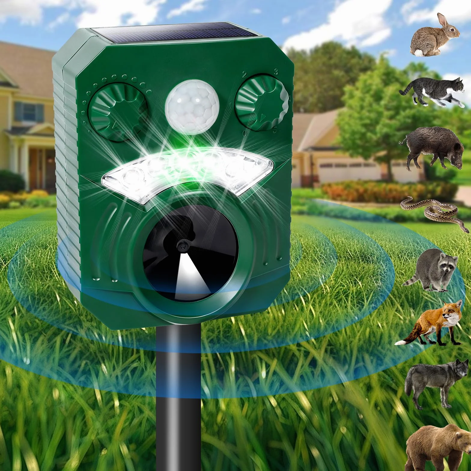 Repellente Gatti,Ultrasuoni per Gatti,Ricarica solare e USB - Frequenza Regolabile - Impermeabile,uovo Ultrasuoni Solare Repellente Gatti Repeller per Piccioni,Uccelli,Cani,Topi,Volpi