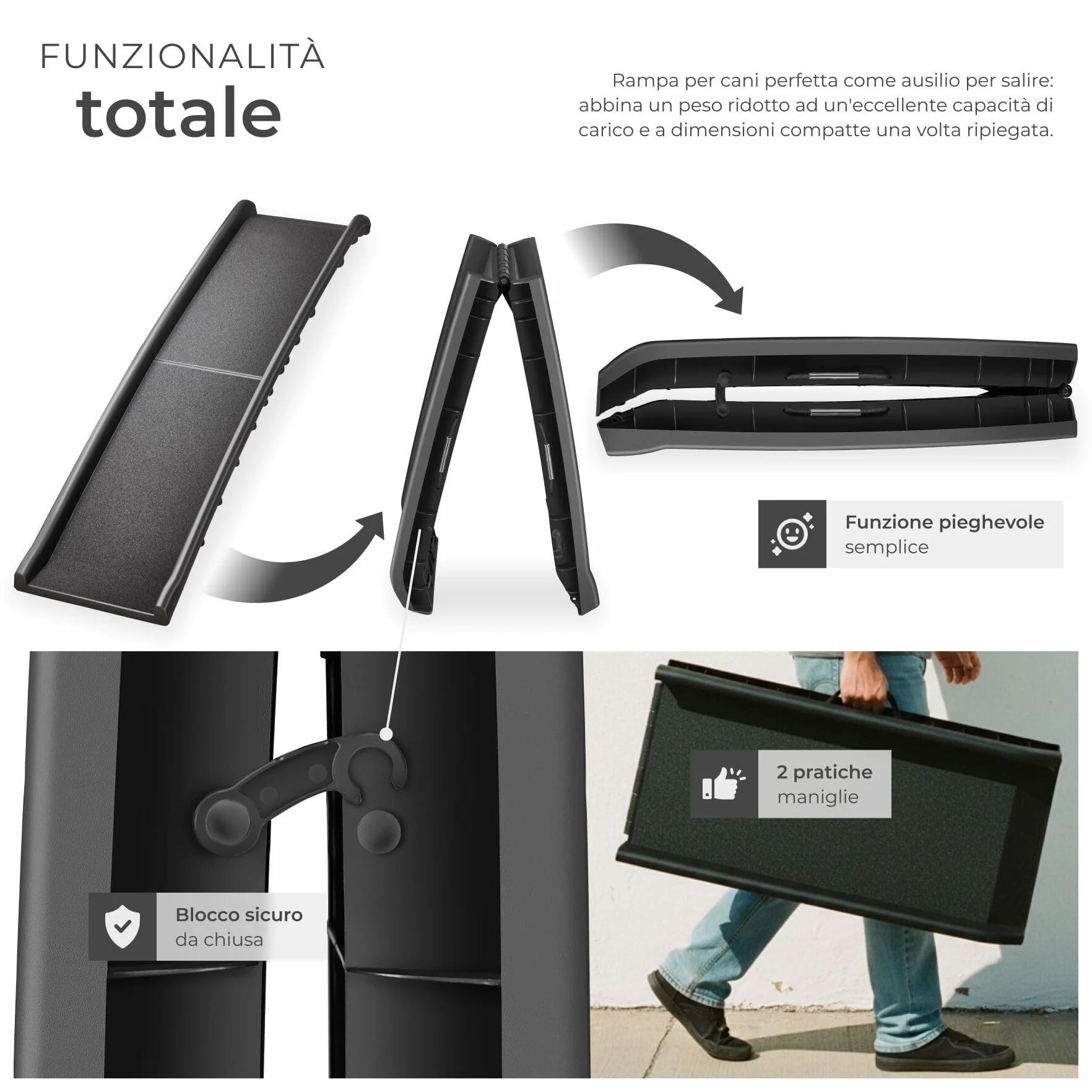 tectake Rampa per Cani Paw Step Richiudibile Antiscivolo Auto Pieghevole 90kg