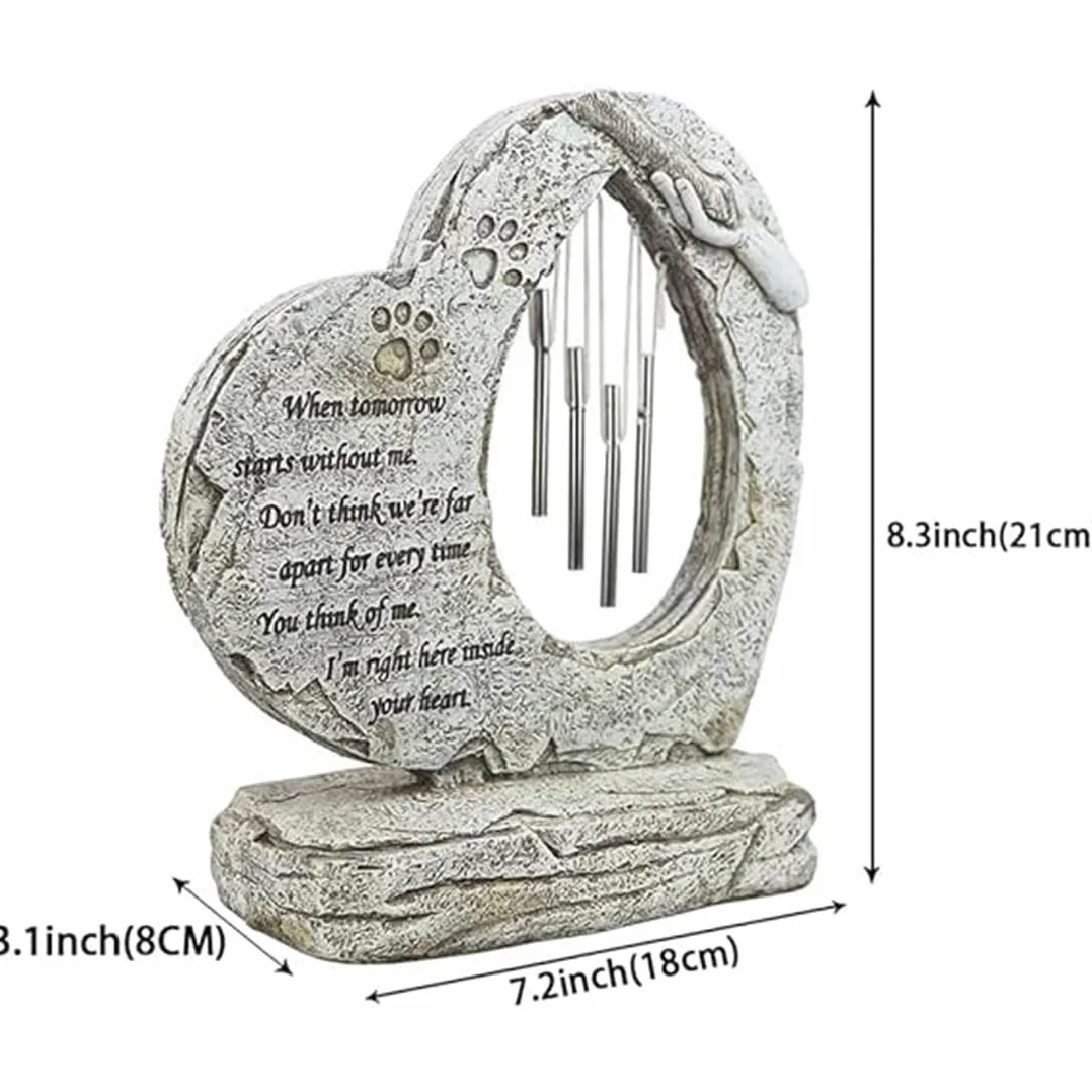 JHB Pietre commemorative personalizzate per cani da compagnia con campane a vento Pietre da giardino per cani Marcatori di tombe Simpatia Regali commemorativi per cani Lapide per gatti Lapide per cani