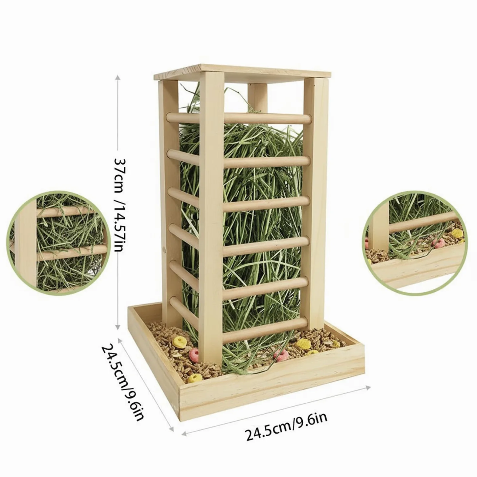 Mangiatoia Per Conigli Porta Cibo In Legno Multifunzionale Per Piccoli | Rastrelliera Per Fieno Per Conigli Per Criceti Ricci Coniglietti Furetti Scoiattoli