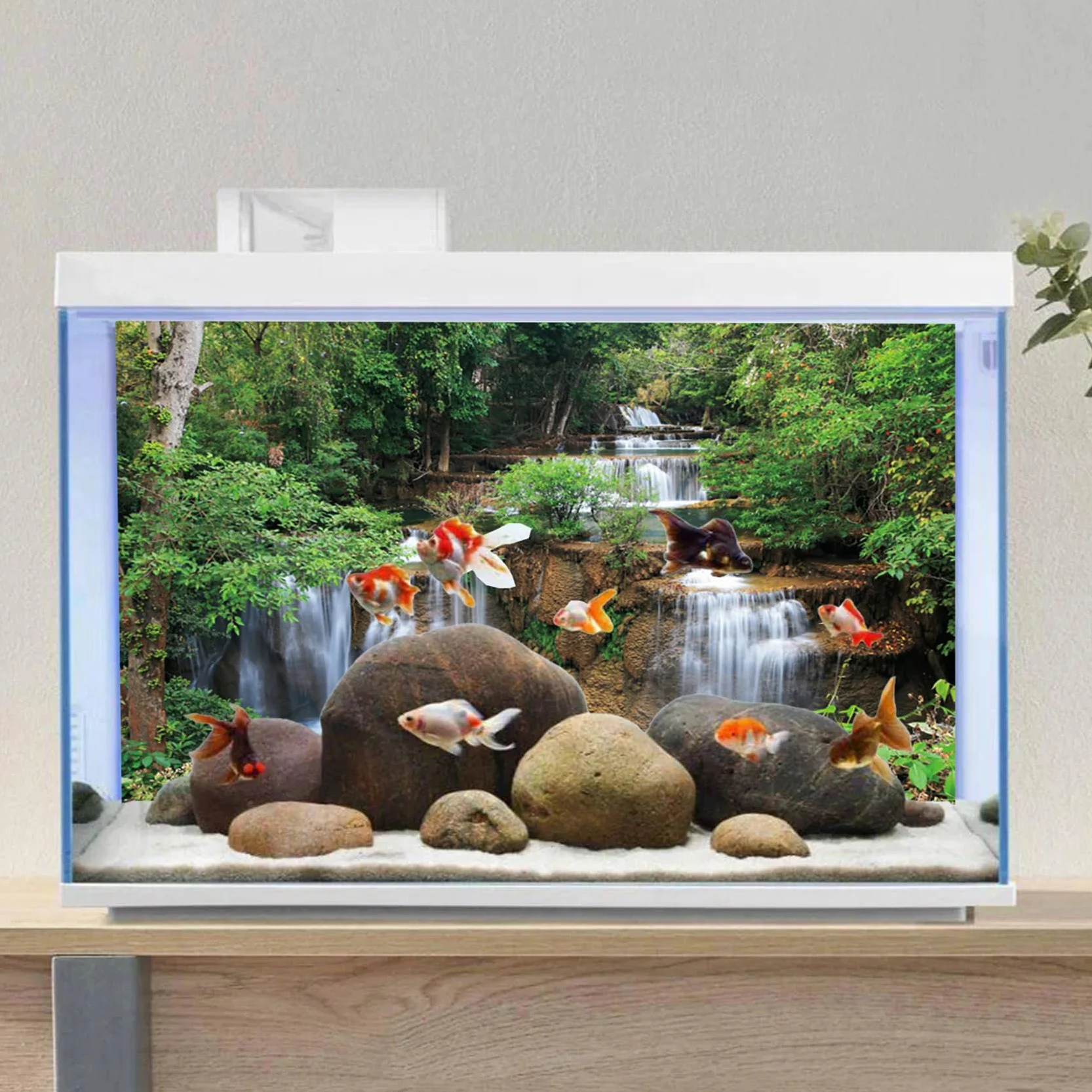 120x46cm Cascata Terrario Sfondo Foresta pluviale Acquario Sfondo Piante Tropicali Albero Verde Rettile Habitat Sfondo Vinile Durevole Sfondo