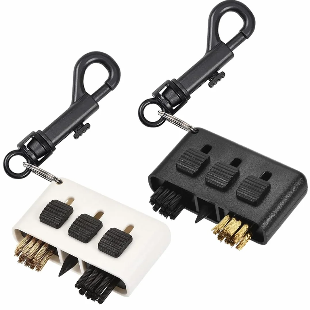 EIH 2 Pcs 3 in 1 per Mazze da Golf,Pulitore di Mazze da Golf,Strumento di Pulizia Multiuso,Spazzola per la Pulizia Delle Scanalature Delle Mazze da Golf,Kit per la Pulizia Delle Scarpe,Con Portachiavi