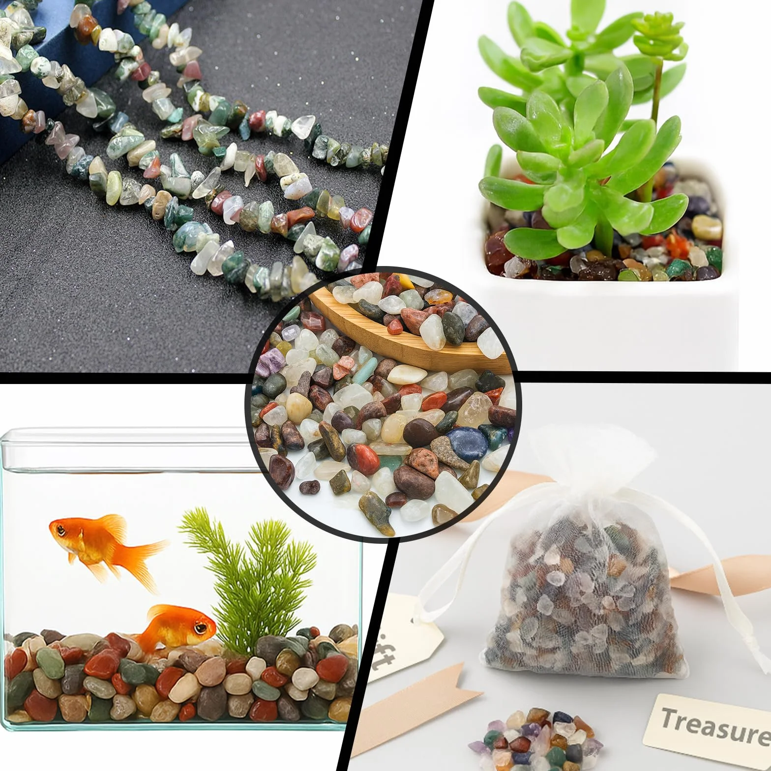 Pietre Decorative 900g Cristallo di Pietre Miste Schiacciato Naturale 7-9mm Irregolari per Vasi Piante Acquario Giardino