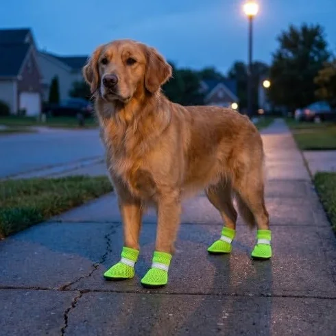 Naapesi 4 Pezzi Scarpe per Cane Estivo in Rete Traspirante, Antiscivolo, Protezione Zampe (M)