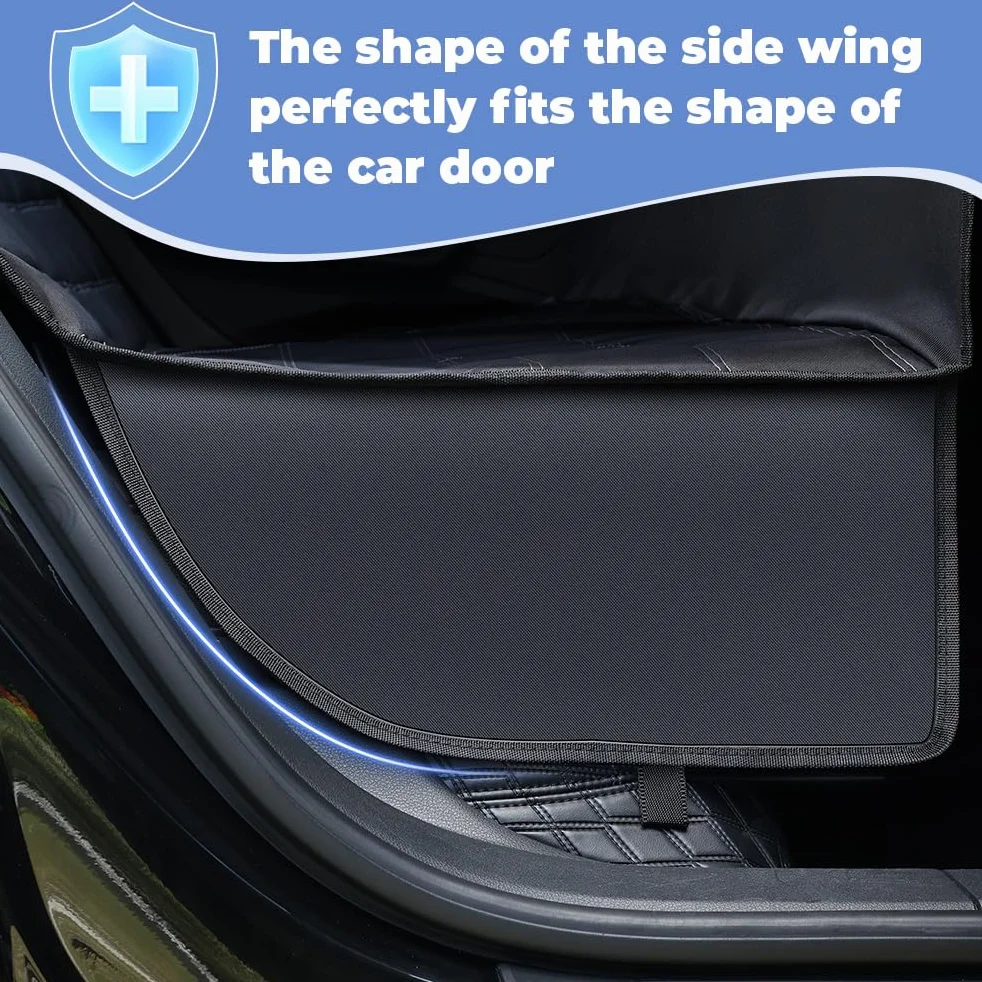 KYG Copertura per cani per sedile posteriore dell'auto 4 in 1, sedile posteriore con protezione laterale, 100% impermeabile, antigraffio e antiscivolo, per auto, camion e SUV, 135 x 147 cm, nero
