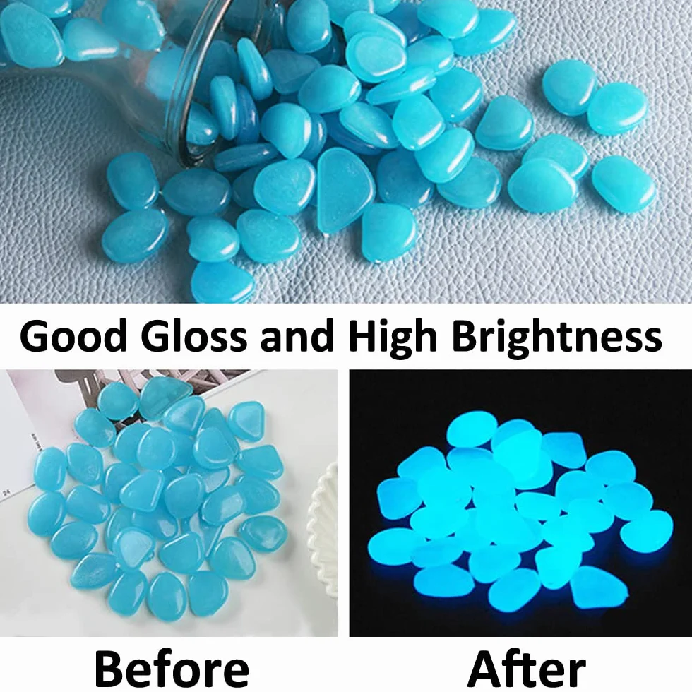300 Pezzi Profondo Blu Pietre Luminosi Ciottoli Luminosi Fluorescenti Luminose Incandescenza nel Buio Pietre Rocce Ghiaia per Giardino Acquario Decorazione 17-13mm