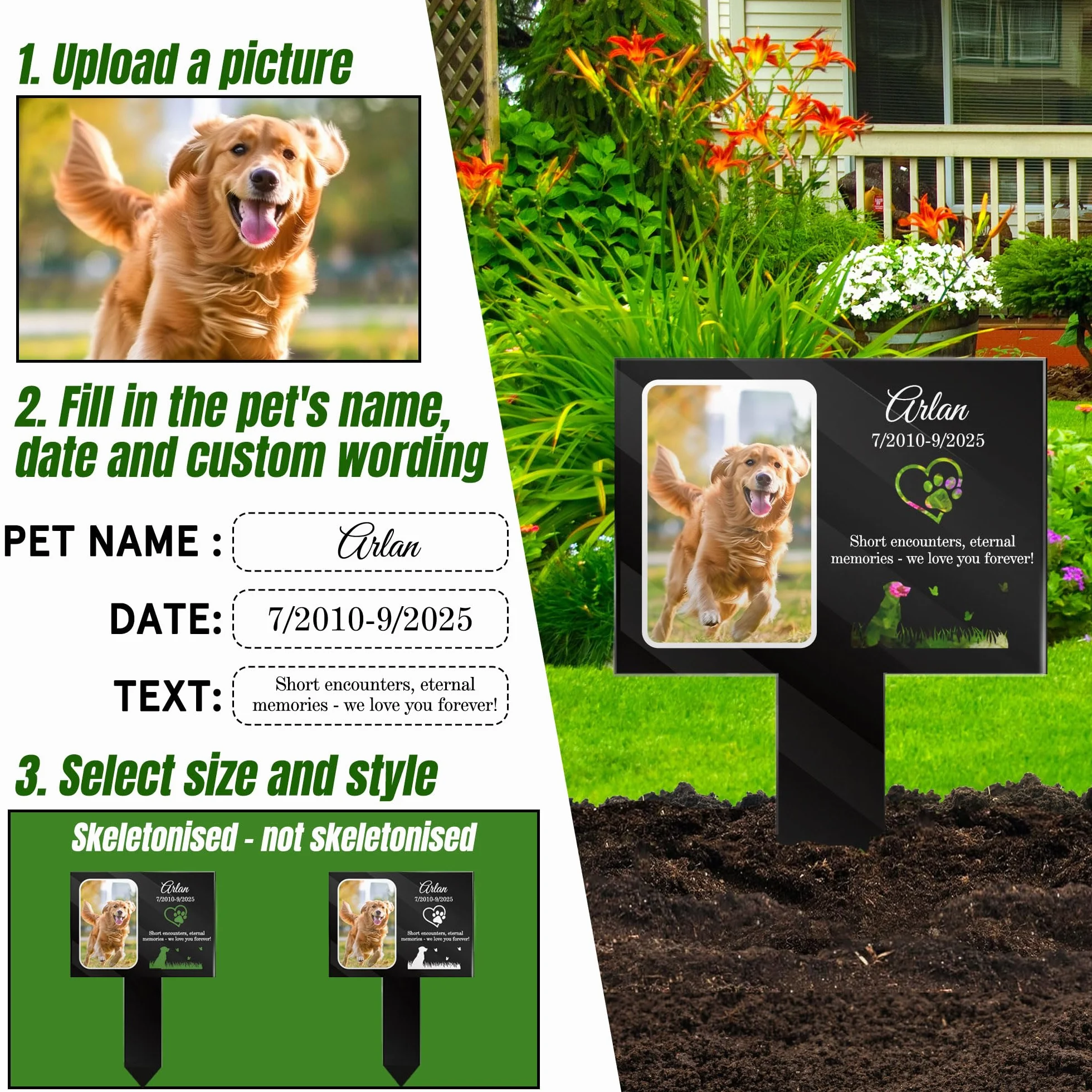 Targa Commemorativa Personalizzata per Animali Domestici, Targhetta Commemorativa da Giardino per Animali Domestici, Placca Commemorativa per Cani, Tombe, Decorazione Commemorativa