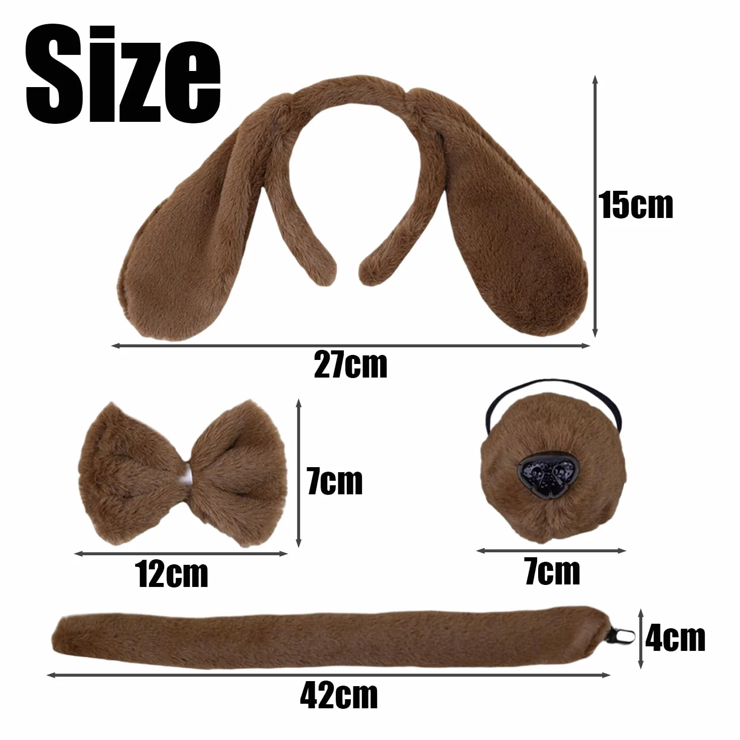 1 Fascia per La Testa, 1 Papillon, 1 Naso E 1 Coda, Accessori per Costumi per Cani, Oggetti di Ruolo, Accessori Carini.