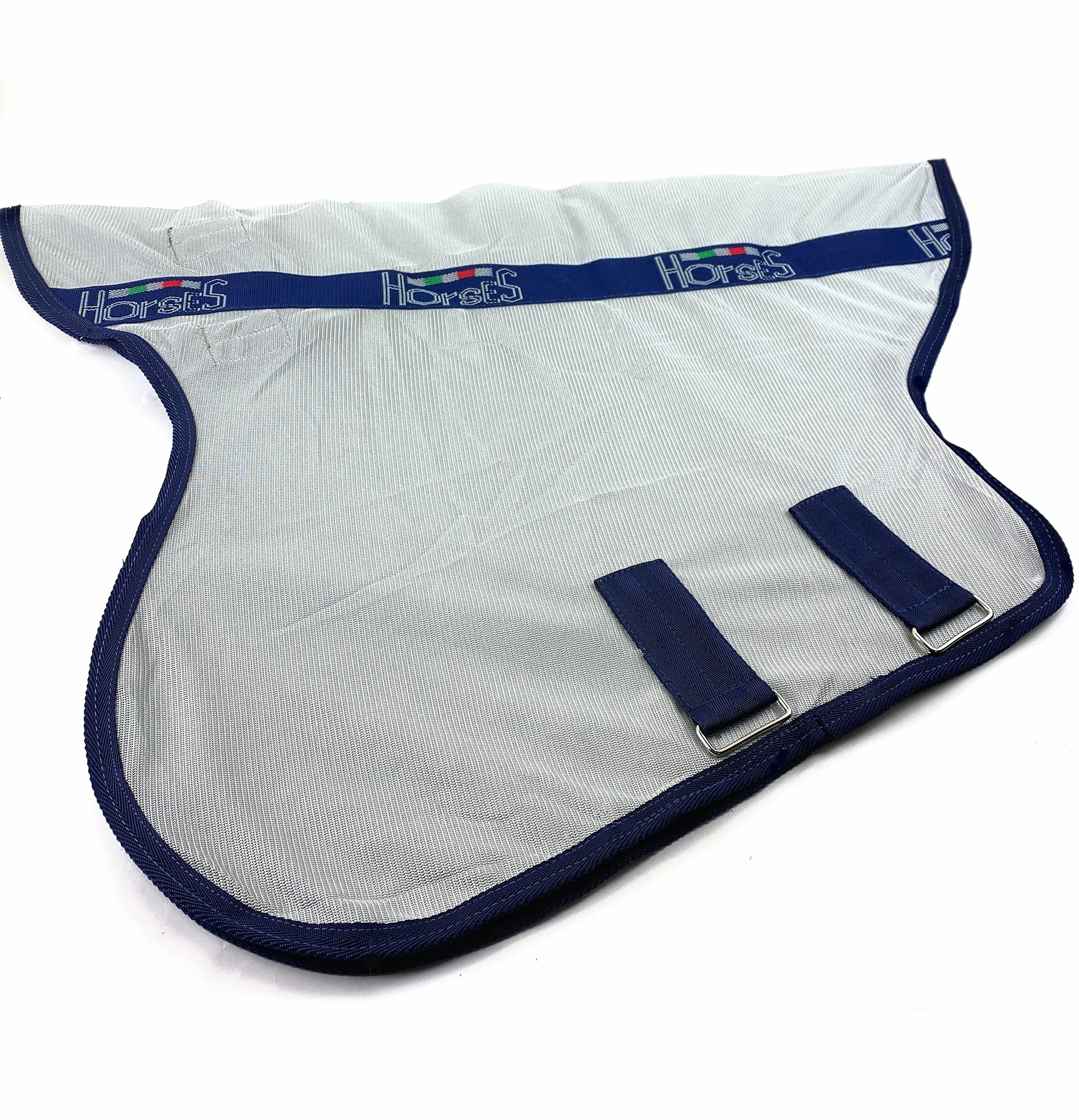 Horses, Coperta Antimosche in Rete Silver Sheet, per la Stagione Estiva, Riflette Luce e Calore, Tessuto in Rete Fitta Contro Mosche ed Insetti, 135 cm