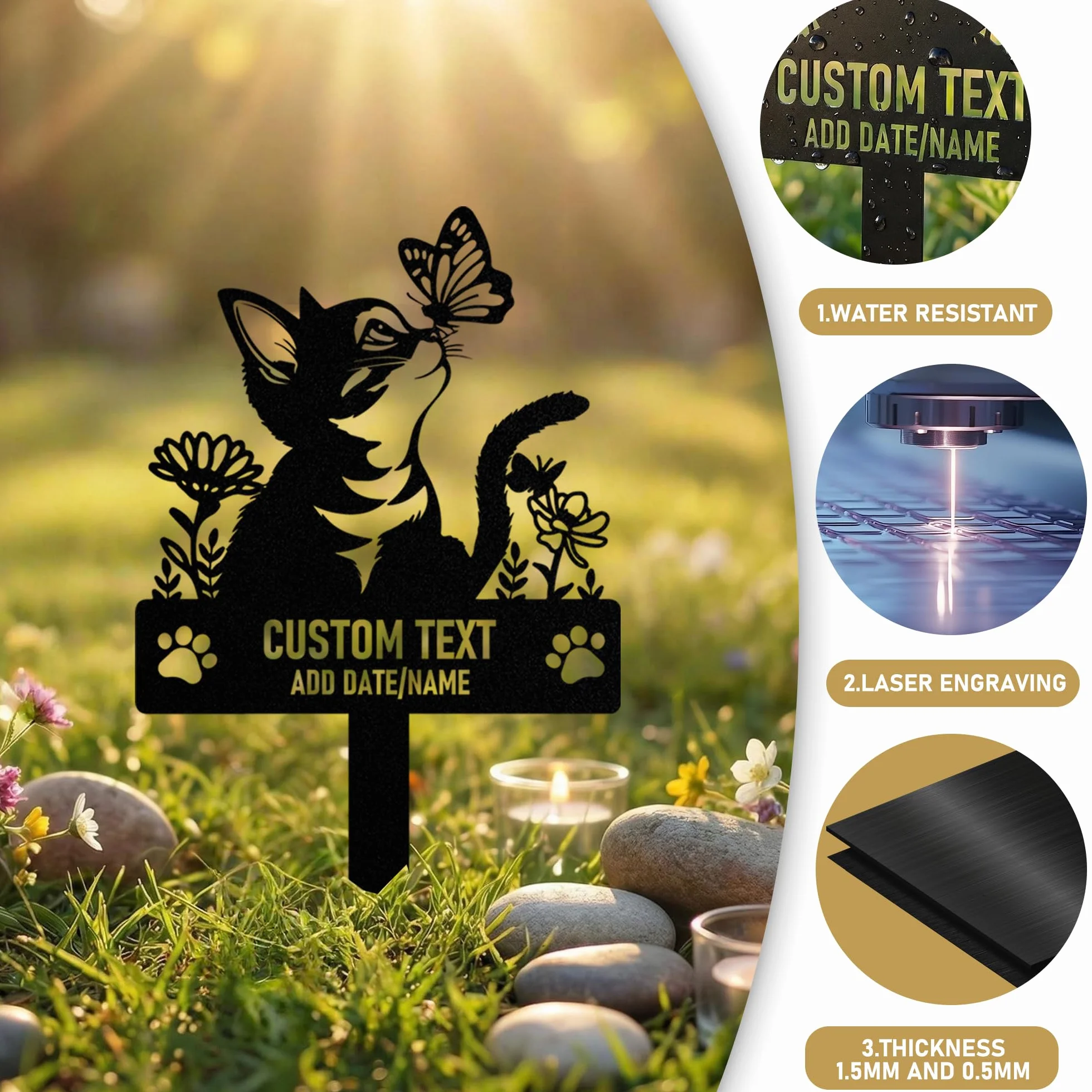 Targa Commemorativa Personalizzata in Metallo per Cani Defunti, Lapide per Cane Gatto, Decorazione Giardino