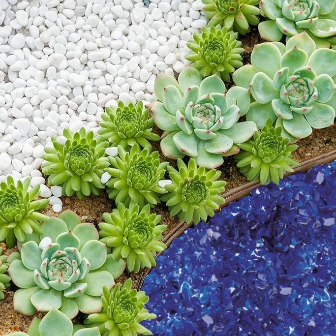 Generico Sassi Decorativi per Vasi 0,8-1,2 cm Ciottoli per Giardino Assortiti – Granulato di Marmo per Piante, Paesaggistica, Casa e Giardini - Pietre Acquario (VETRO BLU, 5 Kg)