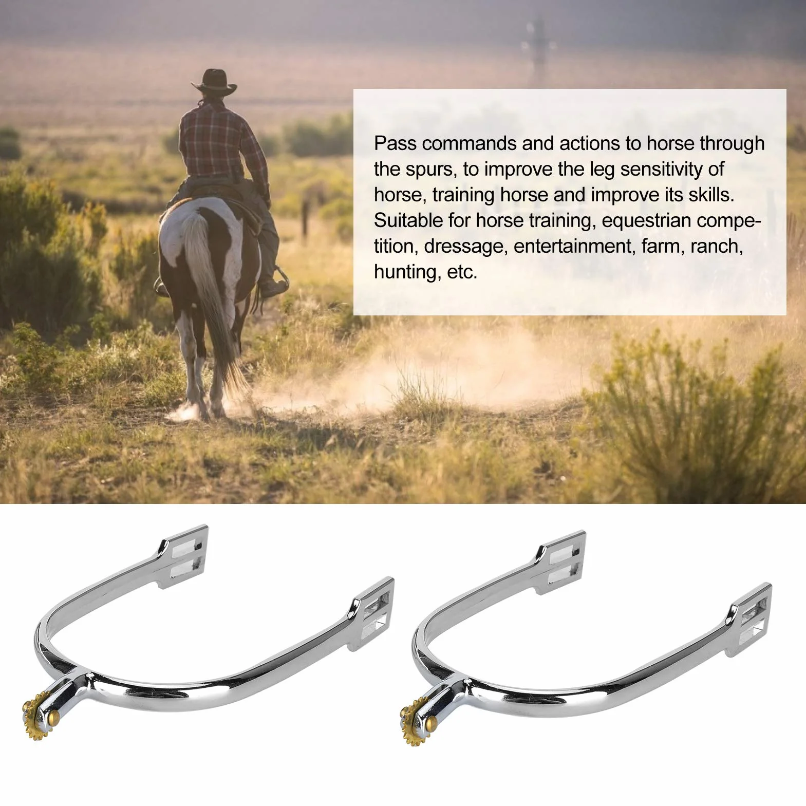 Speroni da Equitazione, speroni da Cavallo con Rotella in Rame Girevole per l'intrattenimento per l'addestramento dei Cavalli per la Competizione equestre