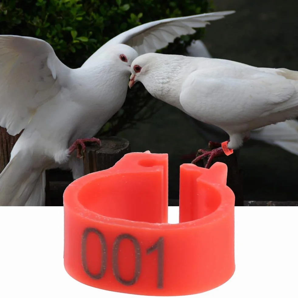 Tnfeeon 100PCS/Bag 8MM Anelli plastica per Fasce per piccioni, 001-100 Anelli plastica numerati 001-100 con Numero(Rosso)