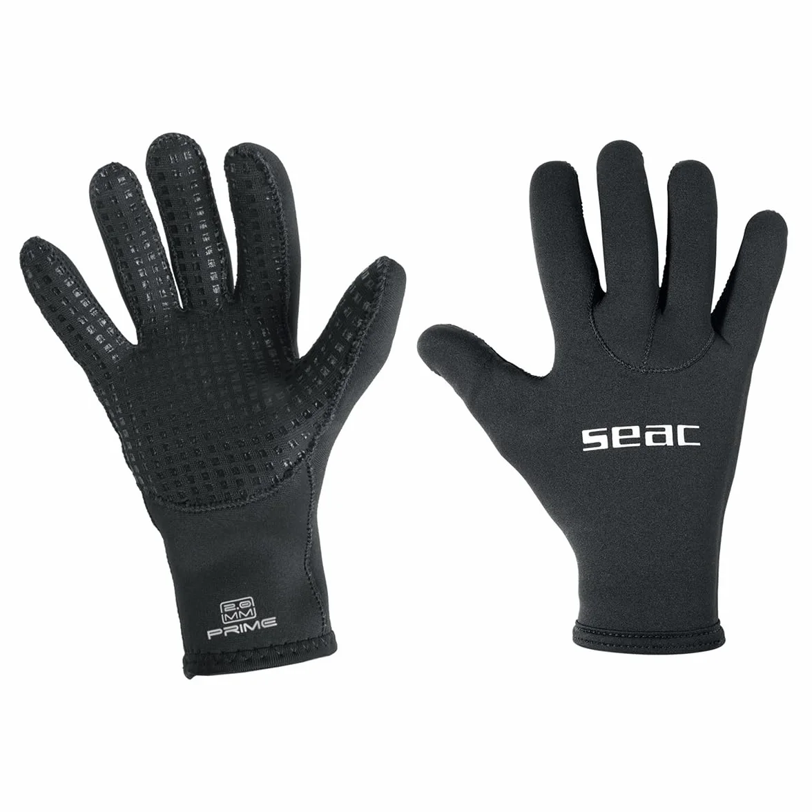 SEAC Prime Gloves - Guanti in Neoprene 2 mm da Subacquea, Foderati in Nylon, Palmo Antiscivolo Unisex Adulto