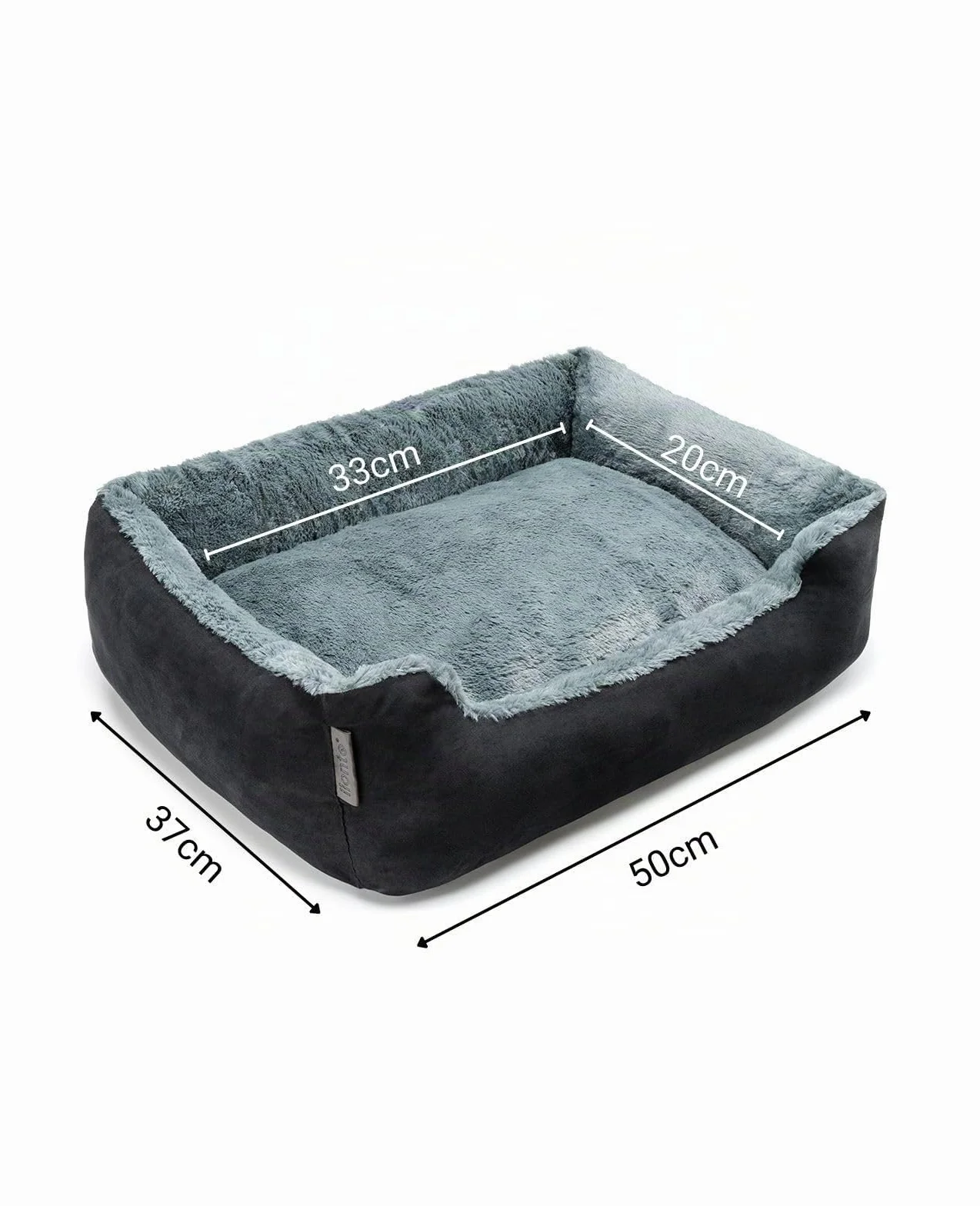 Cuccia per cani lionto 50x37 cm con cuscino reversibile antiscivolo, ingresso basso, nero/grigio