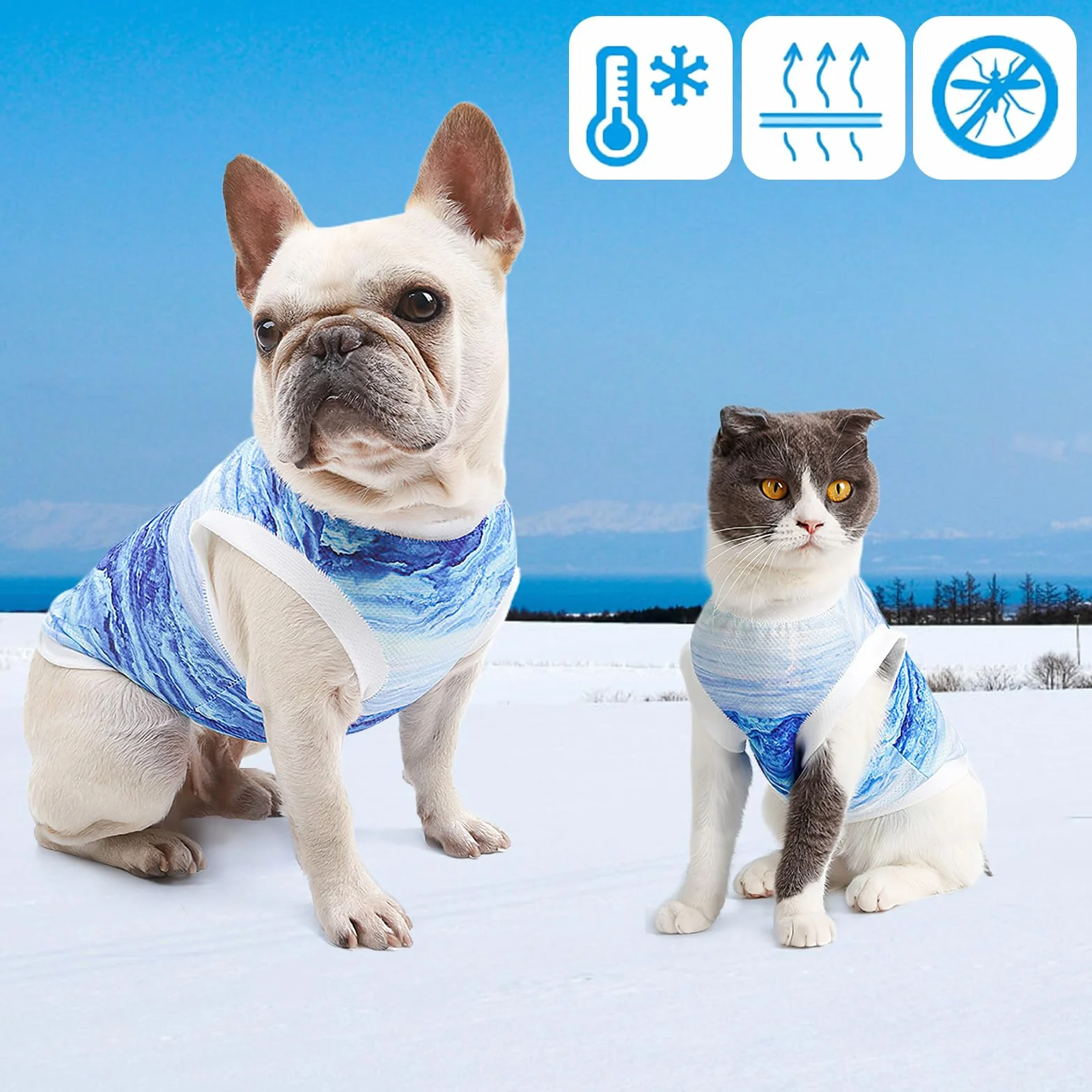 Gilet Rinfrescante per Cani Giacca Raffreddamento Tessuto Istantaneo Microfibra Blu XL