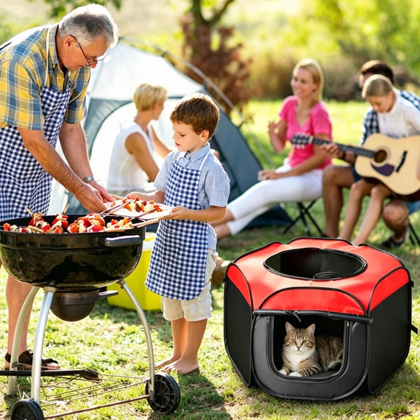 MEISO Recinto per Animali Domestici, Recinto per Cani da Interno Pieghevole, Box Traspirante Portatile per Gatti Conigli Cuccioli, Incubatrice per Pulcini, per Interni ed Esterni Viaggi e Campeggio