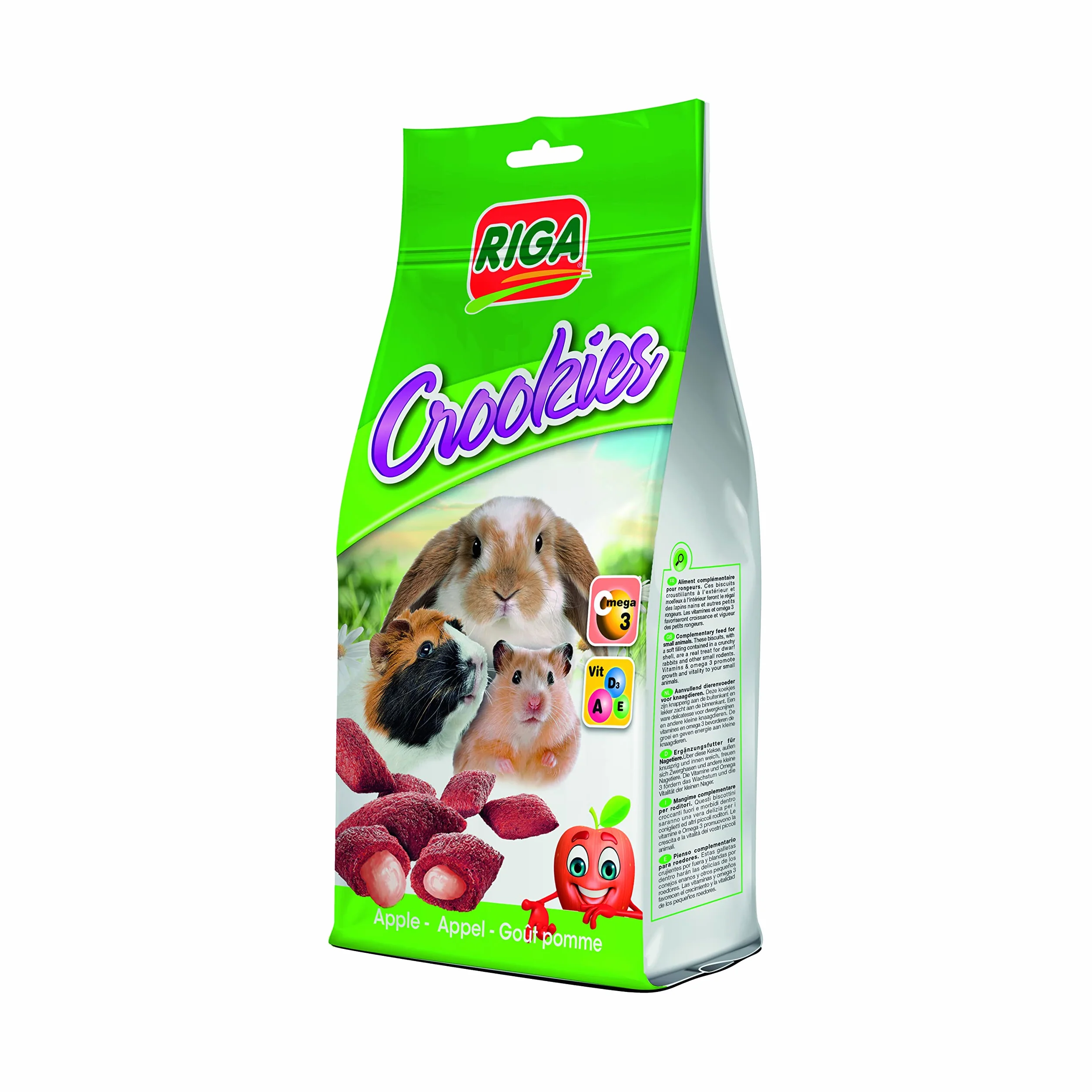 Riga - Crookie di mela - Biscotti croccanti per conigli nani, porcellini d'India e piccoli roditori - Ricchi di vitamine e Omega 3-50 g