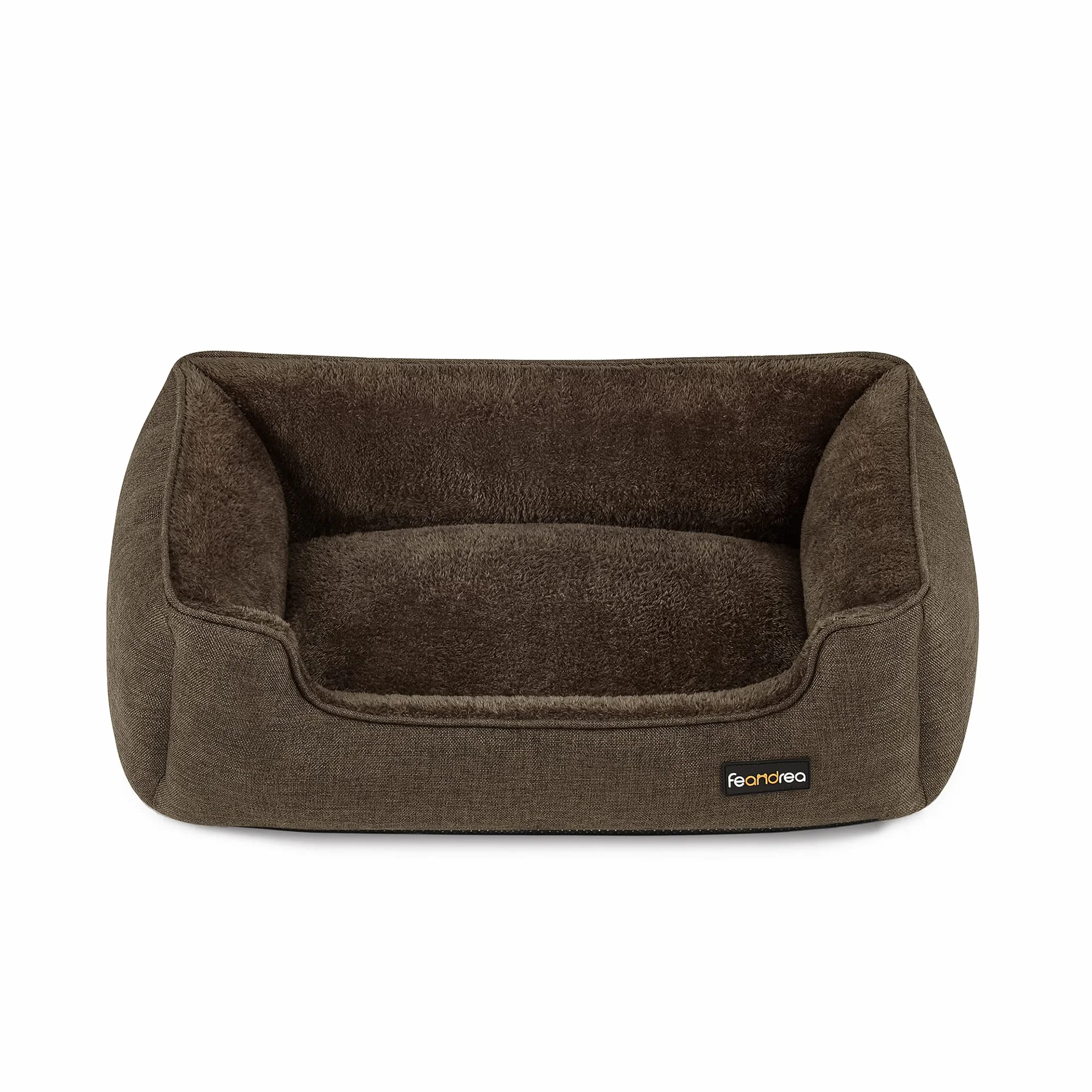 Feandrea Cuccia per Cani Lettino per Animali in Simil Lino Bordi Rialzati Fondo Antiscivolo Copertura Sfoderabile per Lavaggio Taglia M 70 x 55 x 21 cm Marrone PGW10CC