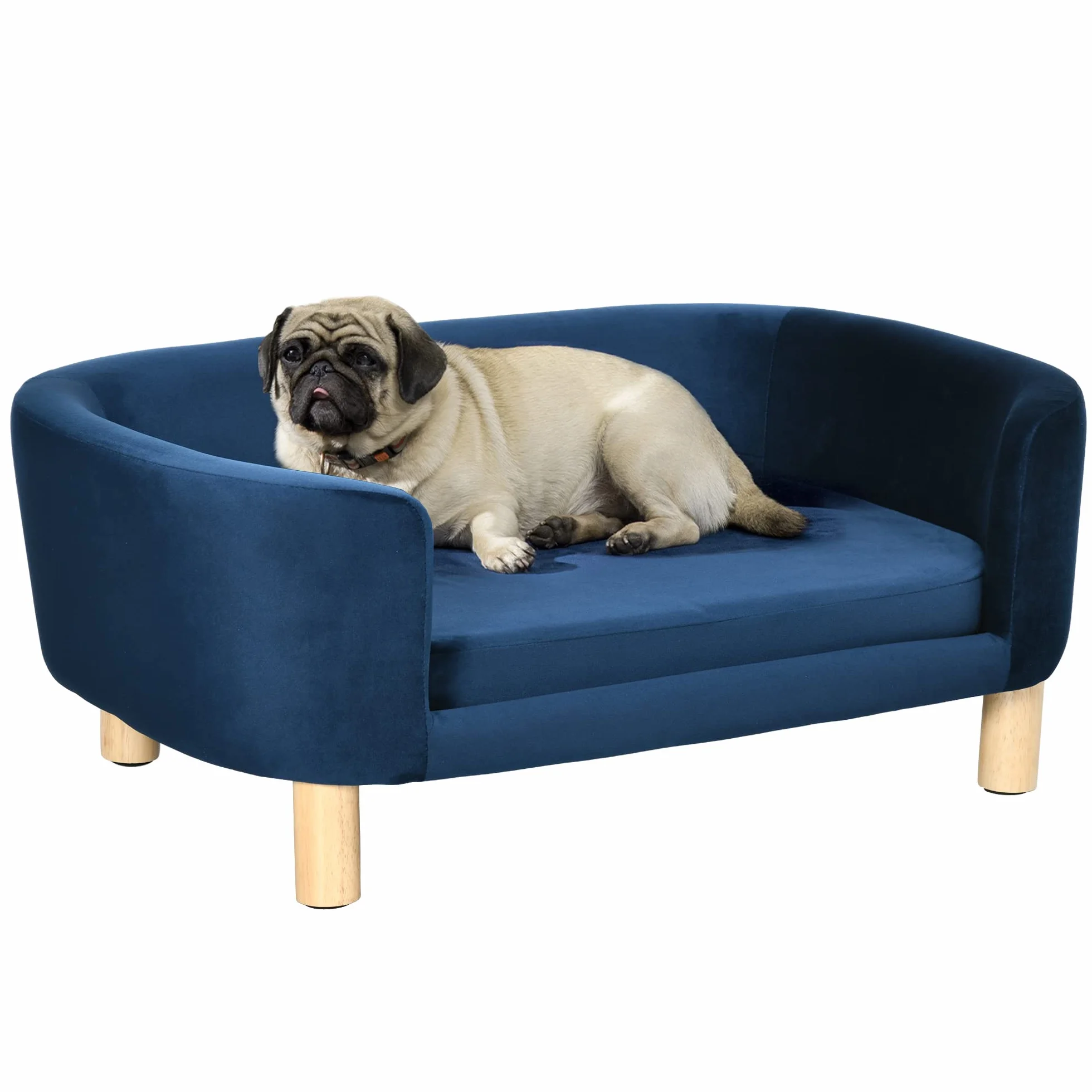 PawHut Cuccia per Cani da Interni, Divano per Gatti o Cani di Taglia Piccola e Media Max. 22.5kg, in Velluto Blu