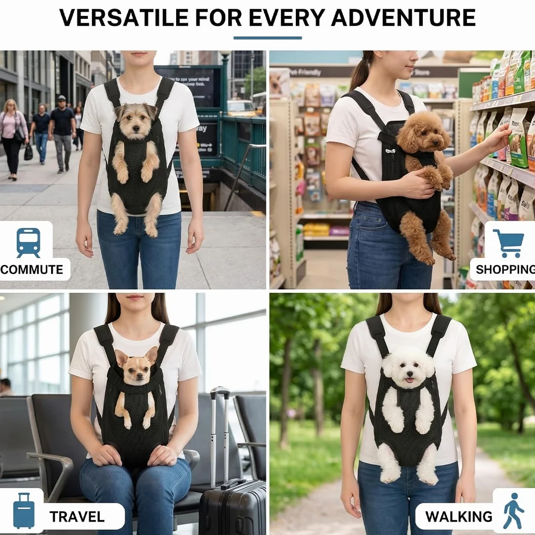Trasportino per Cani e Gatti a Tracolla, Zaino da Passeggio in Rete Traspirante fino a 6.5 kg