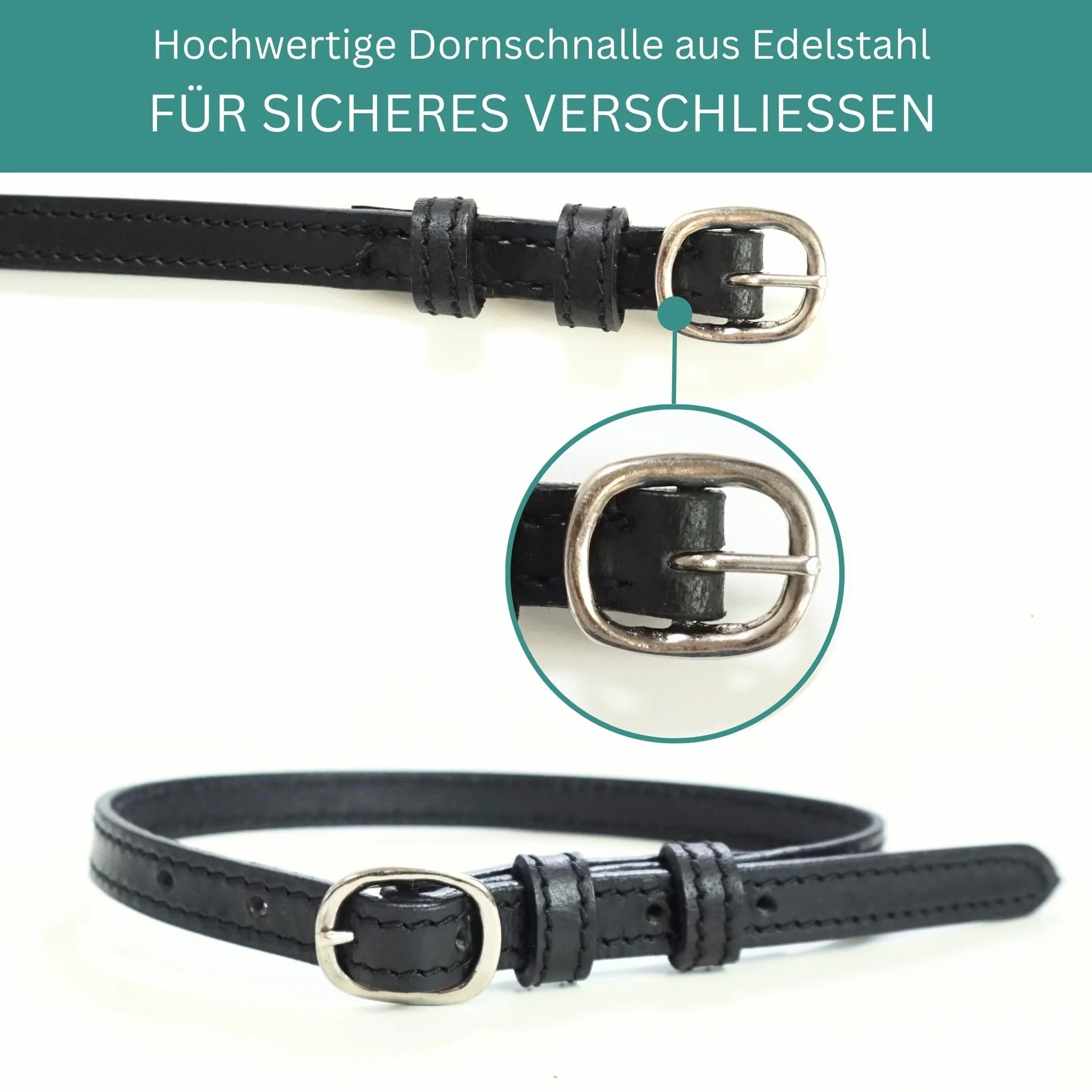 Pferdelinis Cinghie per spore in pelle, 2 pezzi, in pelle, per spore, cinturino di ricambio regolabile, perfetta tenuta spore da equitazione (nero)