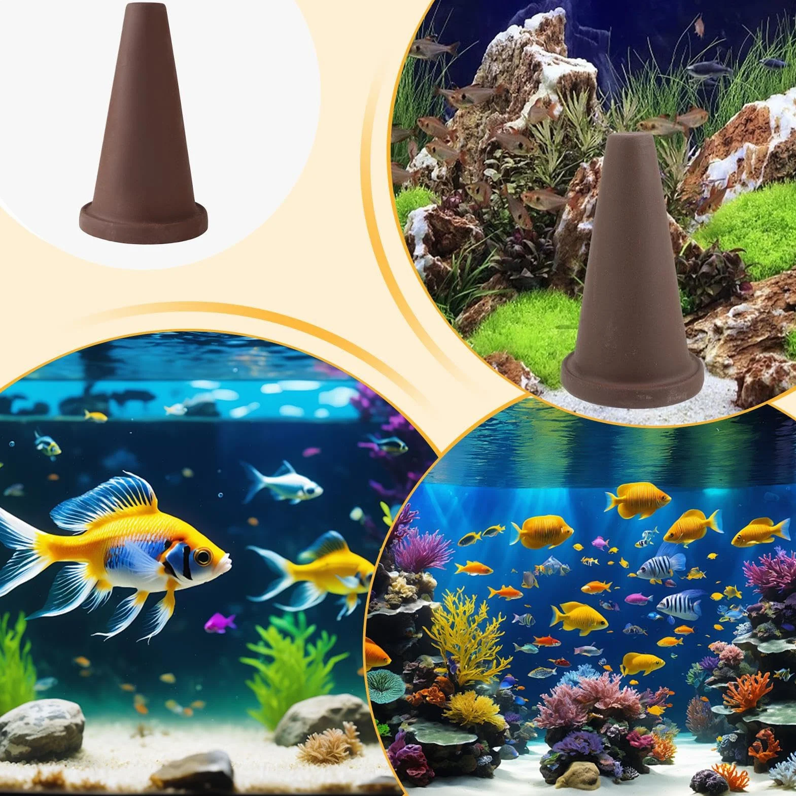 Cono di allevamento di argilla in ceramica - Grotta e ornamento per pesci d'acquario naturale | Rifugio per la deposizione delle uova dei discus per il armato | Accessorio decorativo in terracot