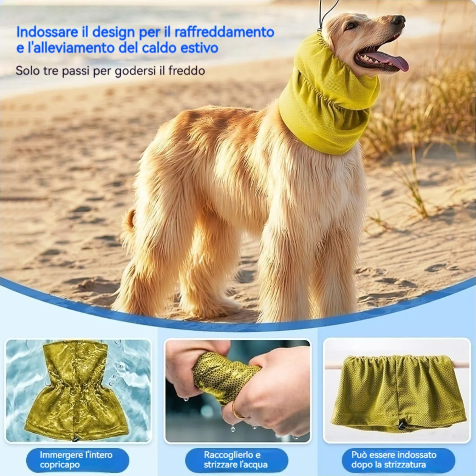 Paraorecchie rinfrescanti per cani - Copricapo regolabile per cuccioli piccola, media e grande taglia