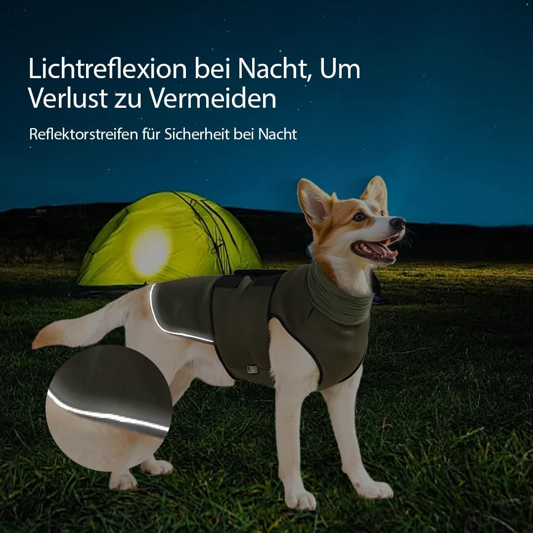 Cappotto calmante per cani con protezione orecchie e strisce riflettenti antistress (XL)