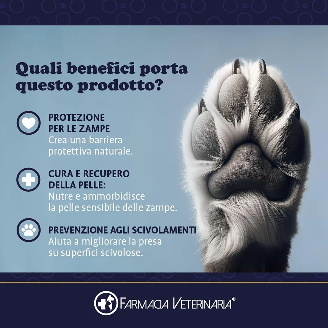 Farmacia Veterinaria Crema Polpastrelli Cane Protettiva Caldo Balsamo Zampe Naso Protezione Asfalto Neve Secchezza 50ml