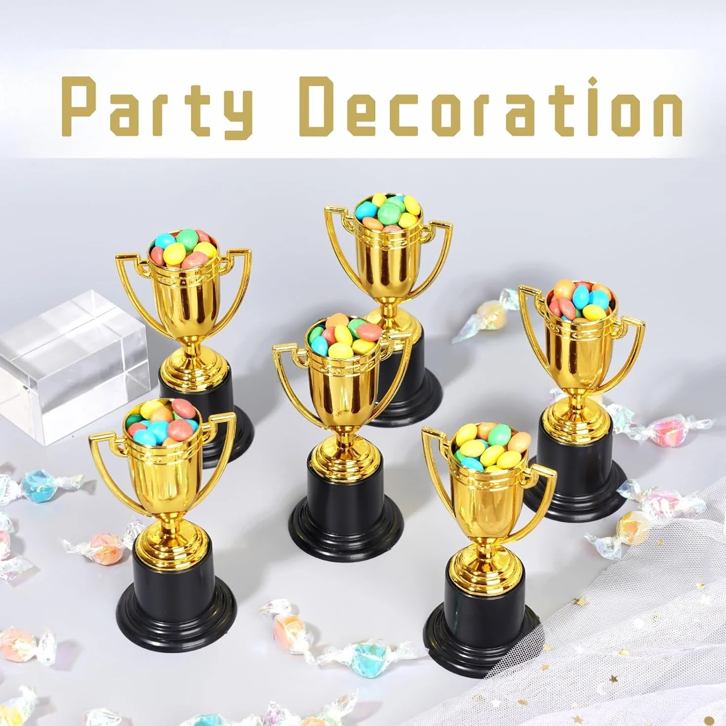 6 PCS Oro Premio Trofei, Mini Trofei d'oro in Plastica 4 Pollici per Bambini Trofeo d'oro per Feste di Laurea, Tornei Sportivi, Premi Scolastici per Bambini in Aula e Decorazioni per Premi Premio
