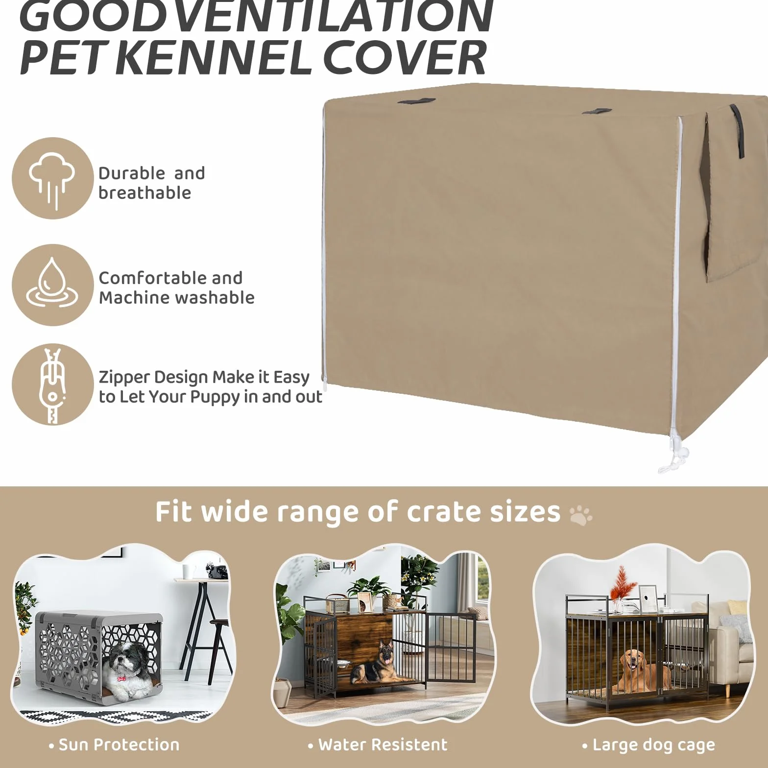 OUUTMEE Copertura per gabbia per cani 122 cm impermeabile tessuto Oxford 210D antivento protezione interna