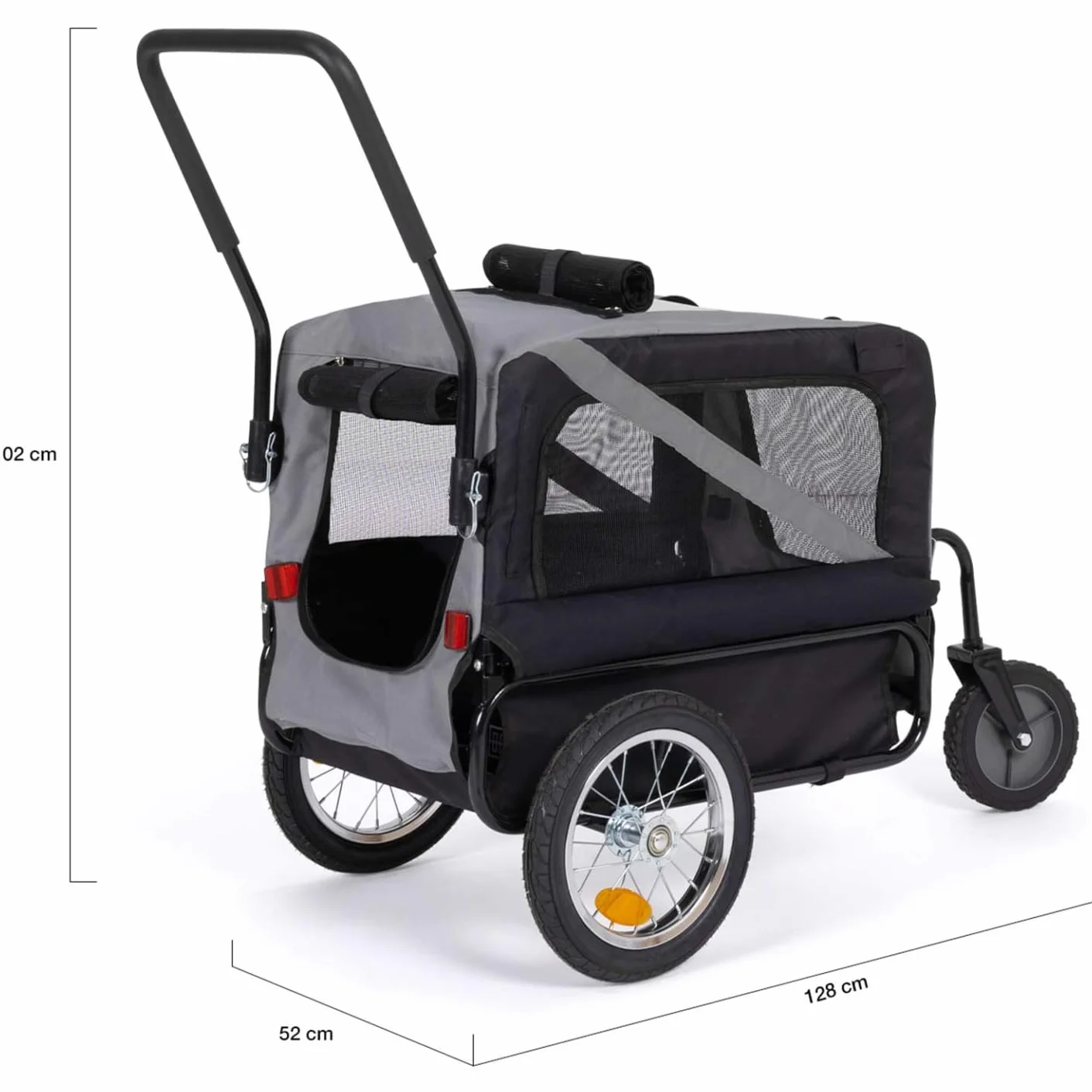 IDMarket - TILLY rimorchio per cani con catarifrangenti 128 x 52 x 102 cm per animali domestici
